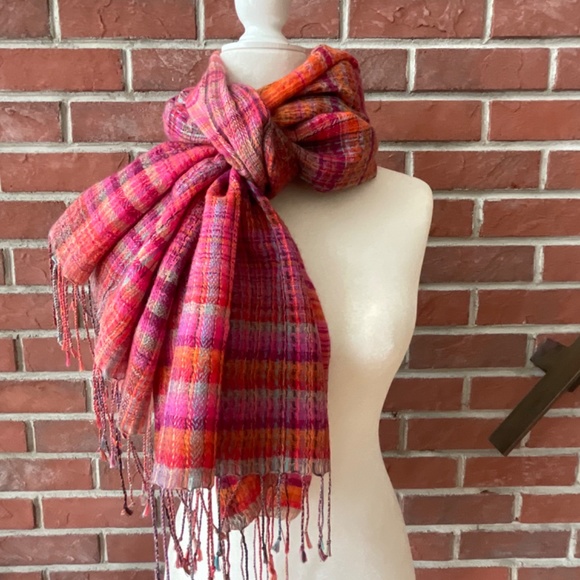 Wool Modal Oversized Multicolor Plaid Shawl70… - Picture 2 of 13